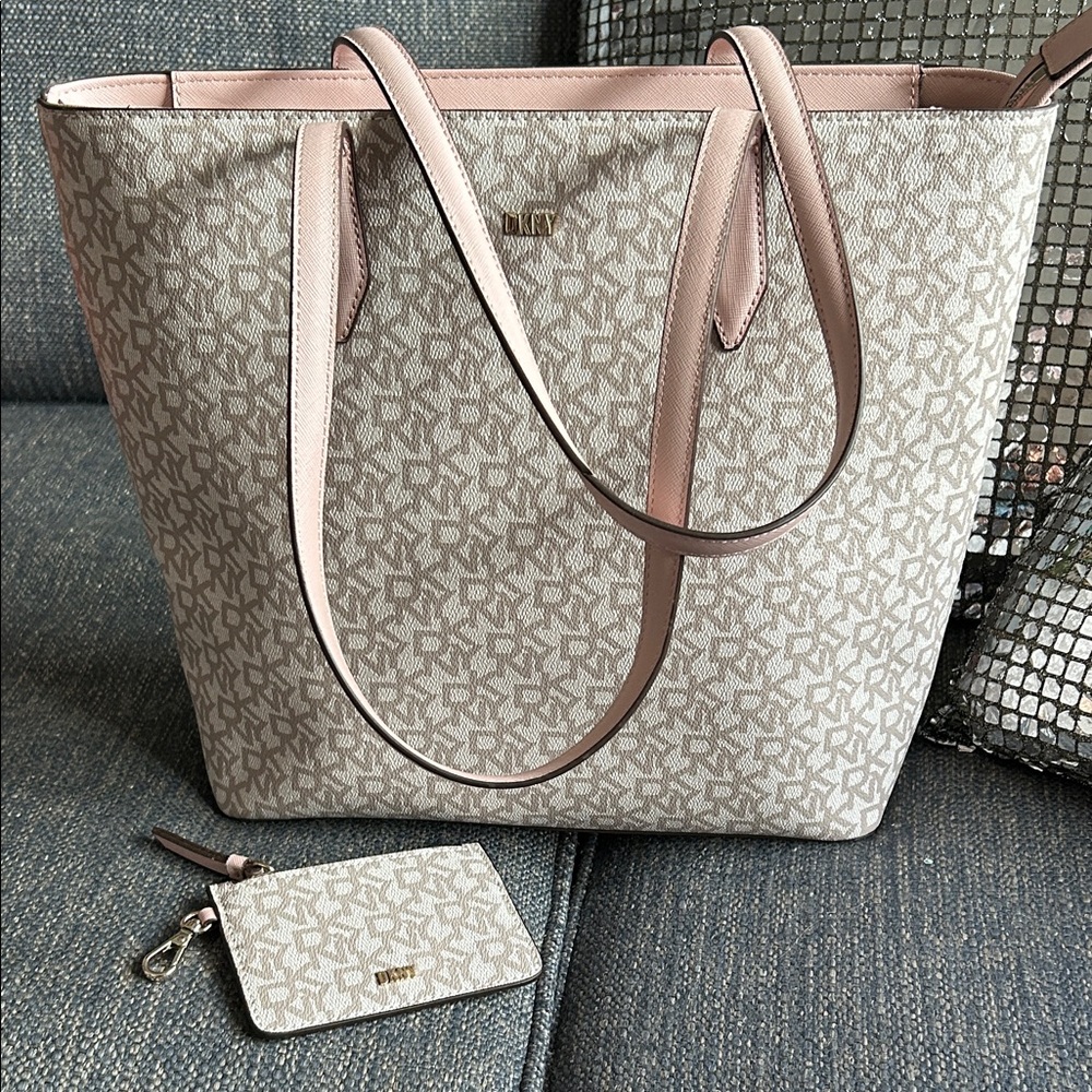 DKNY Cream and Pink Signature Tote